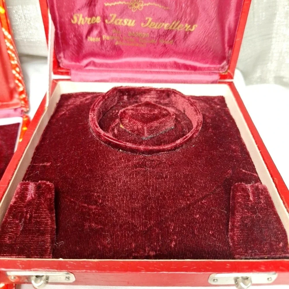 2‎ Vintage Velvet Lined Jewelry Set Suite Boxes Necklace Earrings Bracelet India